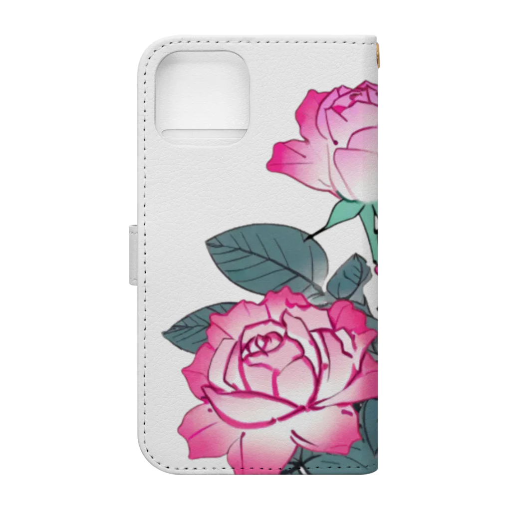 RetrowaveFlowerのRetrowaveFlower-薔薇(ピンク)- Book-Style Smartphone Case :back