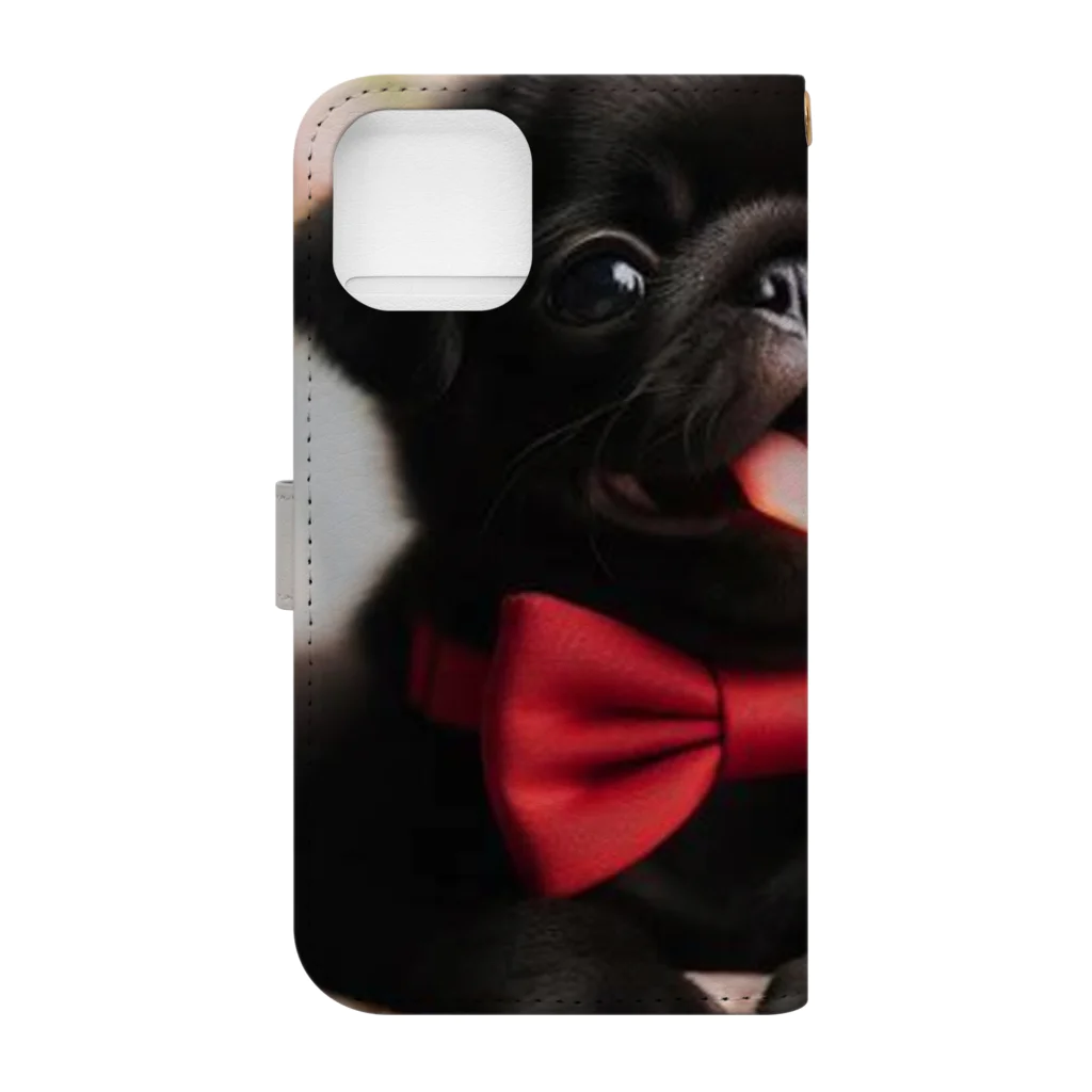 黒パグ🖤Black Pug laboratory🖤のcute Pug series Book-Style Smartphone Case :back