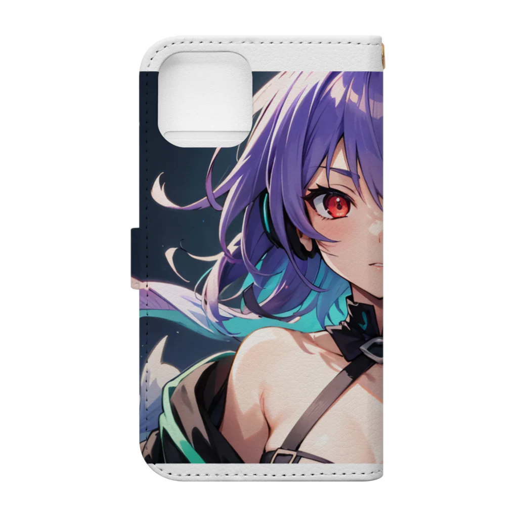 pukurou2096の紫髪のオッドアイ美少女 Book-Style Smartphone Case :back