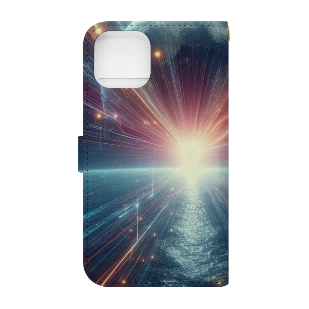 chikokuma76の宇宙の美しい未来を切り開く月の輝き✨ Book-Style Smartphone Case :back