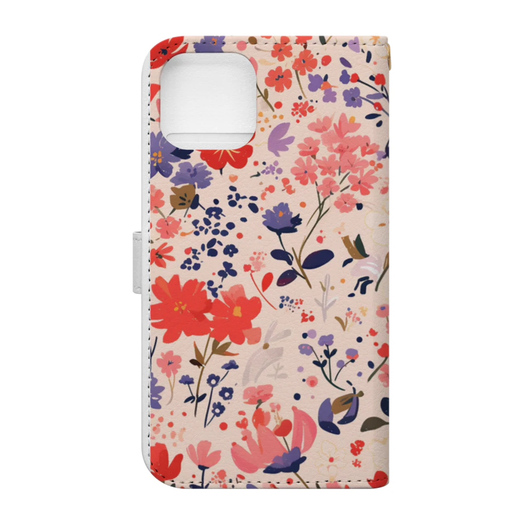 AQUAMETAVERSEの花柄のプリント　なでしこ1478 Book-Style Smartphone Case :back