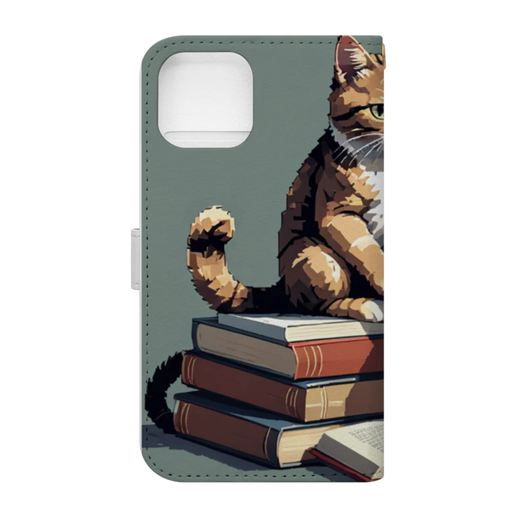 三毛猫shopの本を読む猫 Book-Style Smartphone Case :back