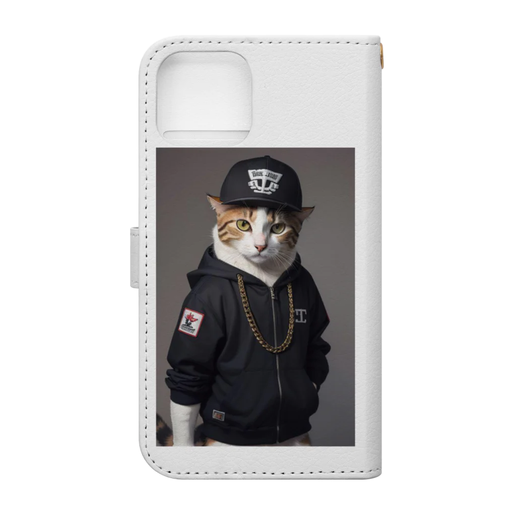 Be proudのヒップホップ猫 Book-Style Smartphone Case :back