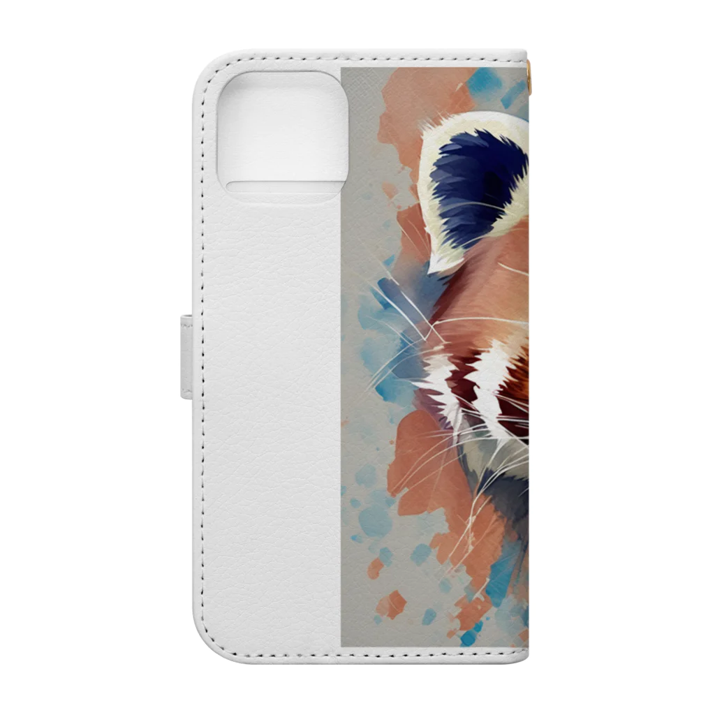 WithRedPandaの水彩風レッサーパンダ Book-Style Smartphone Case :back