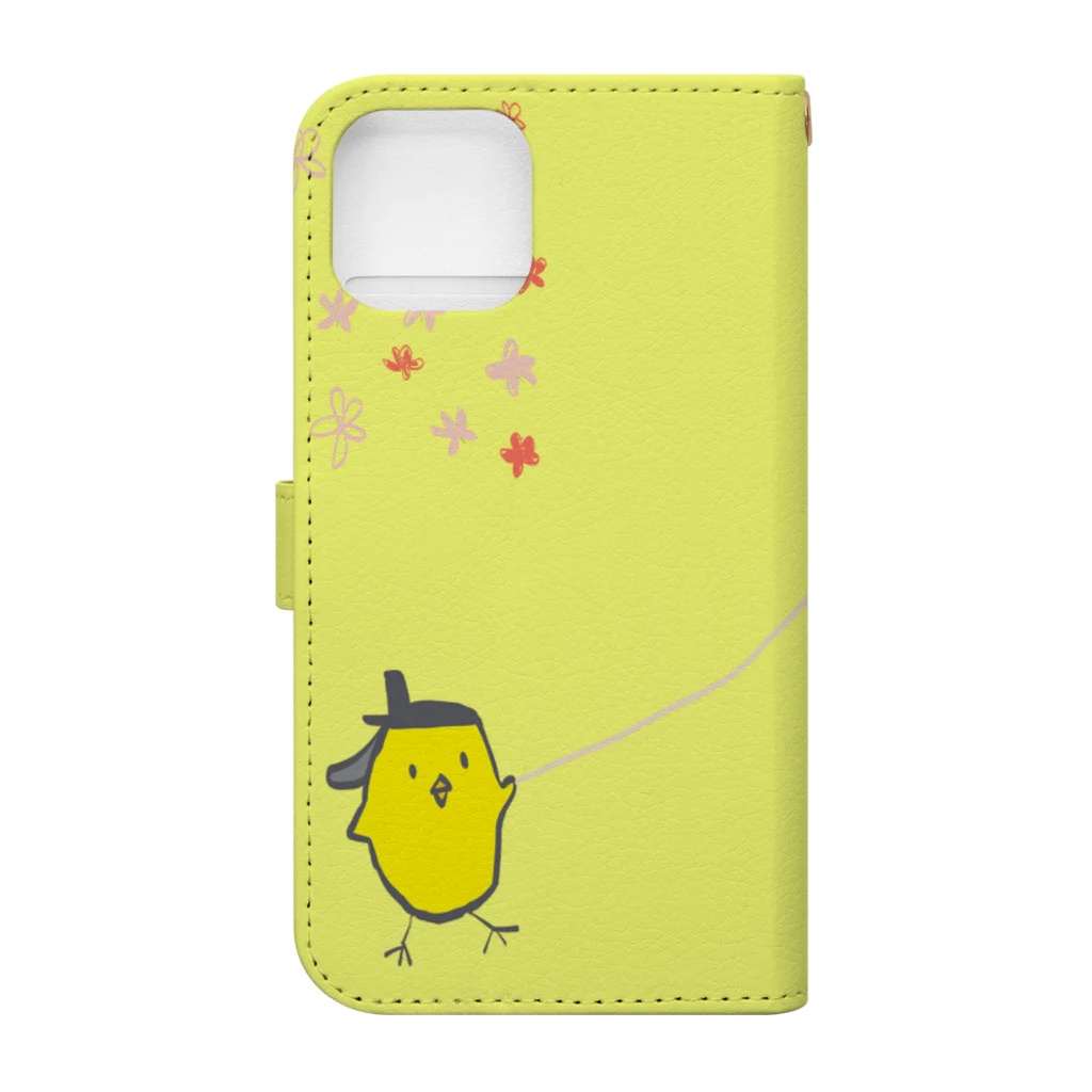 あにょりとのにょりの凧揚げピヨ Book-Style Smartphone Case :back