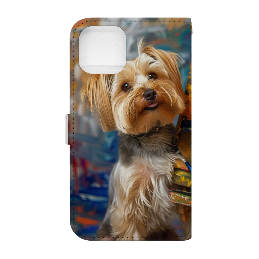 AQUAMETAVERSEの犬のぼくが画家だよ何か？ アメジスト 2046 Book-Style Smartphone Case :back