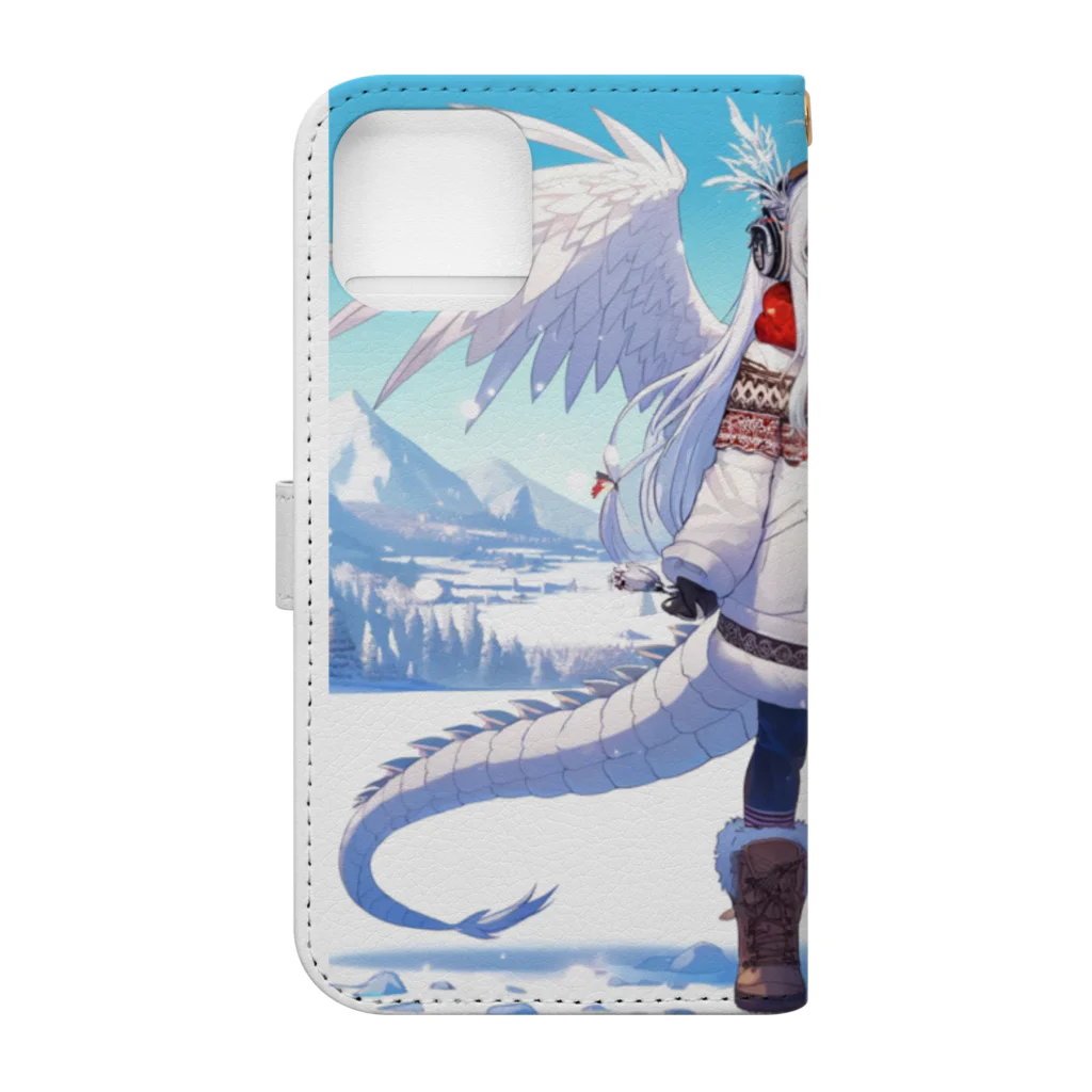 静寂工房の音の氷のドラゴン（Ice Dragons） Book-Style Smartphone Case :back