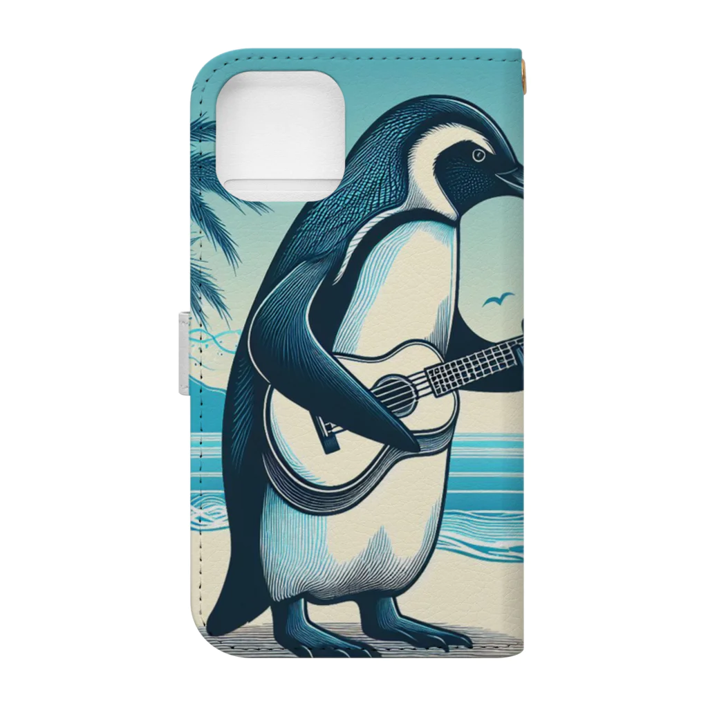 Green__teaのPenguinとウクレレ Book-Style Smartphone Case :back
