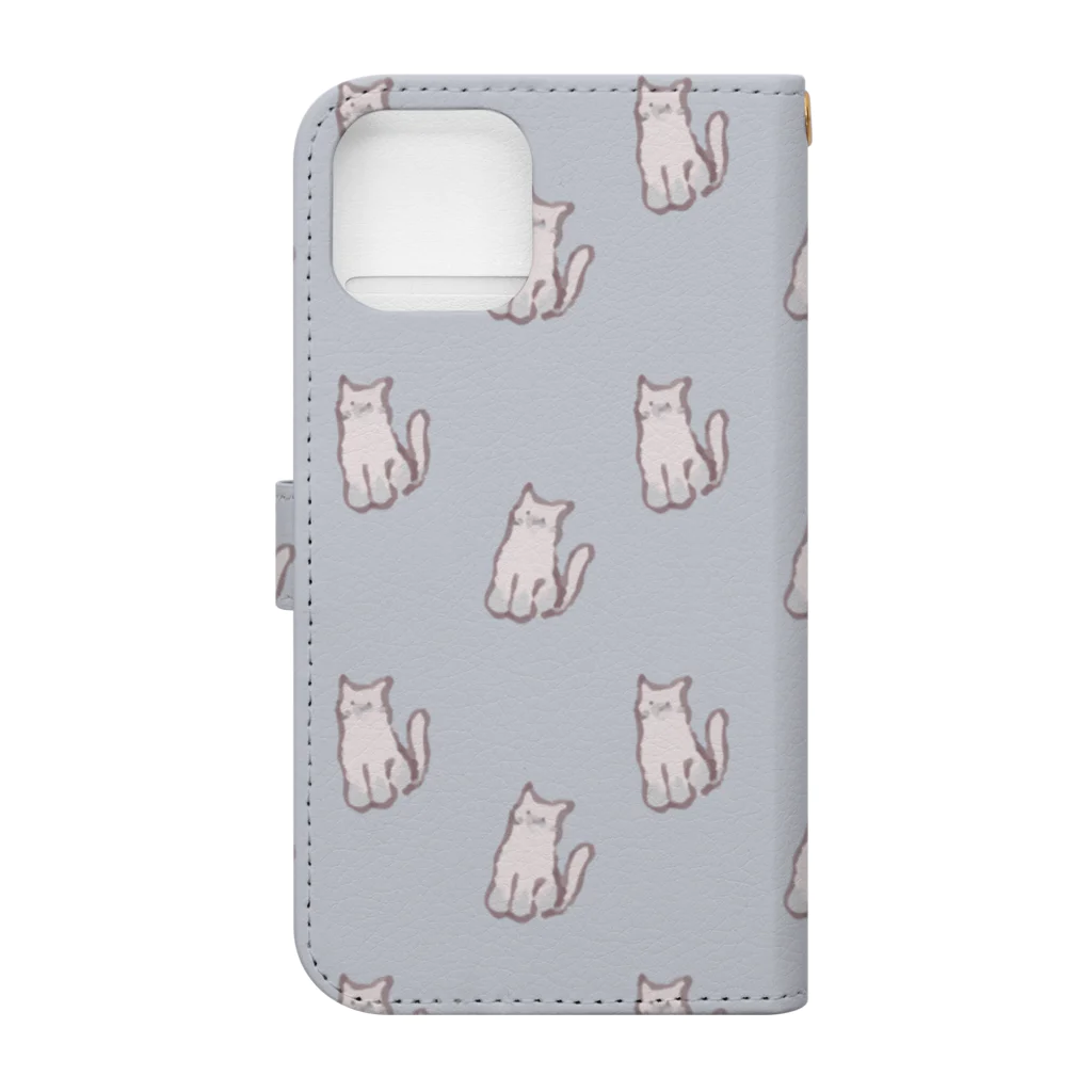 ふわぽこにゃんにゃんSHOP☁️🫧SUZURI支店のねこねこねこねこピンクシャム猫柄 Book-Style Smartphone Case :back