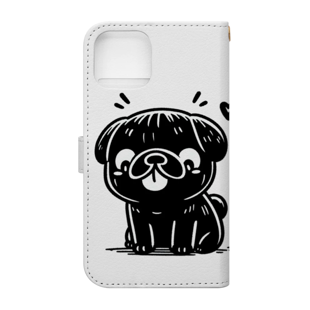 ブヒーズのtwin pug 手帳型スマホケースの裏面