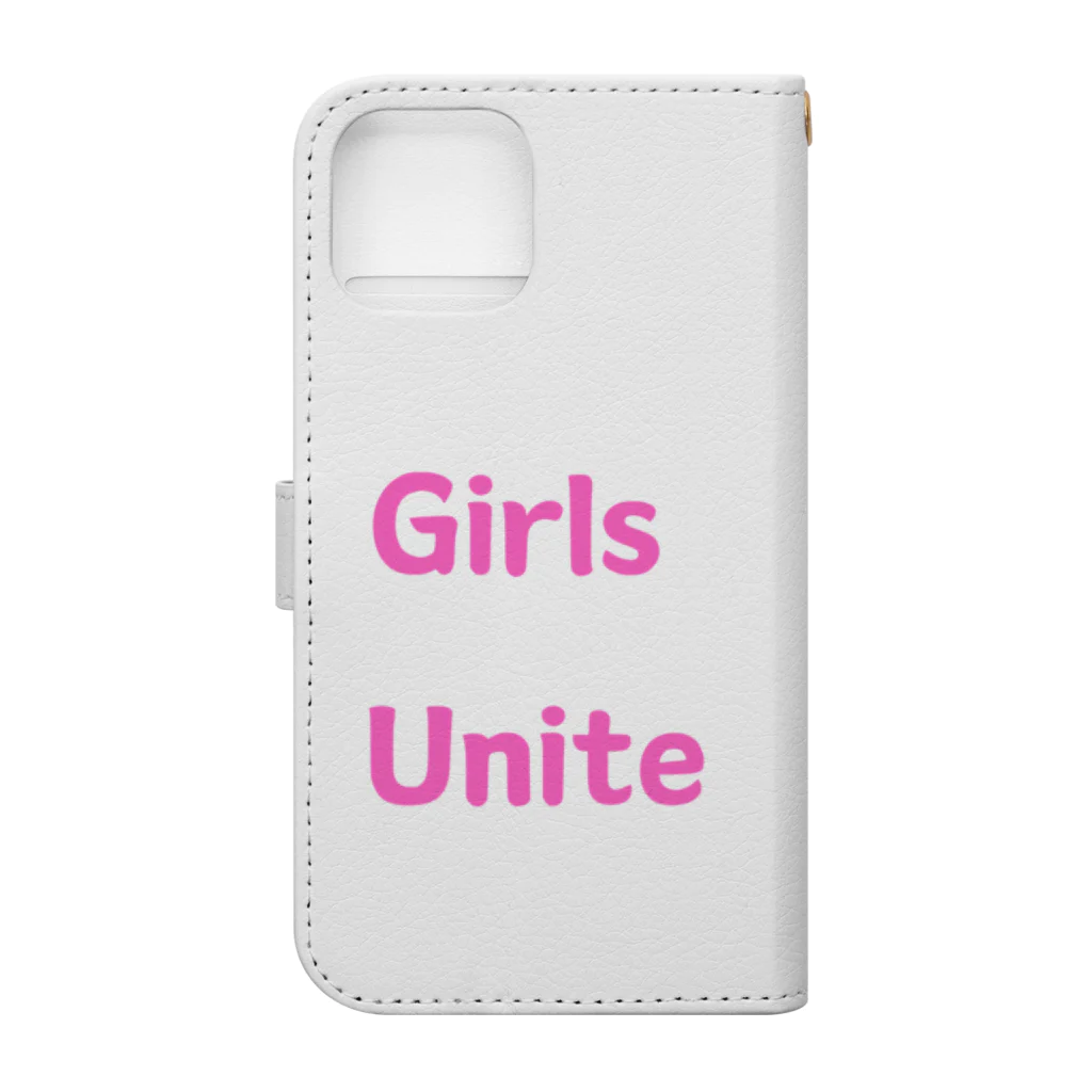 あい・まい・みぃのGirls Unite-女性たちが団結して力を合わせる言葉 手帳型スマホケースの裏面