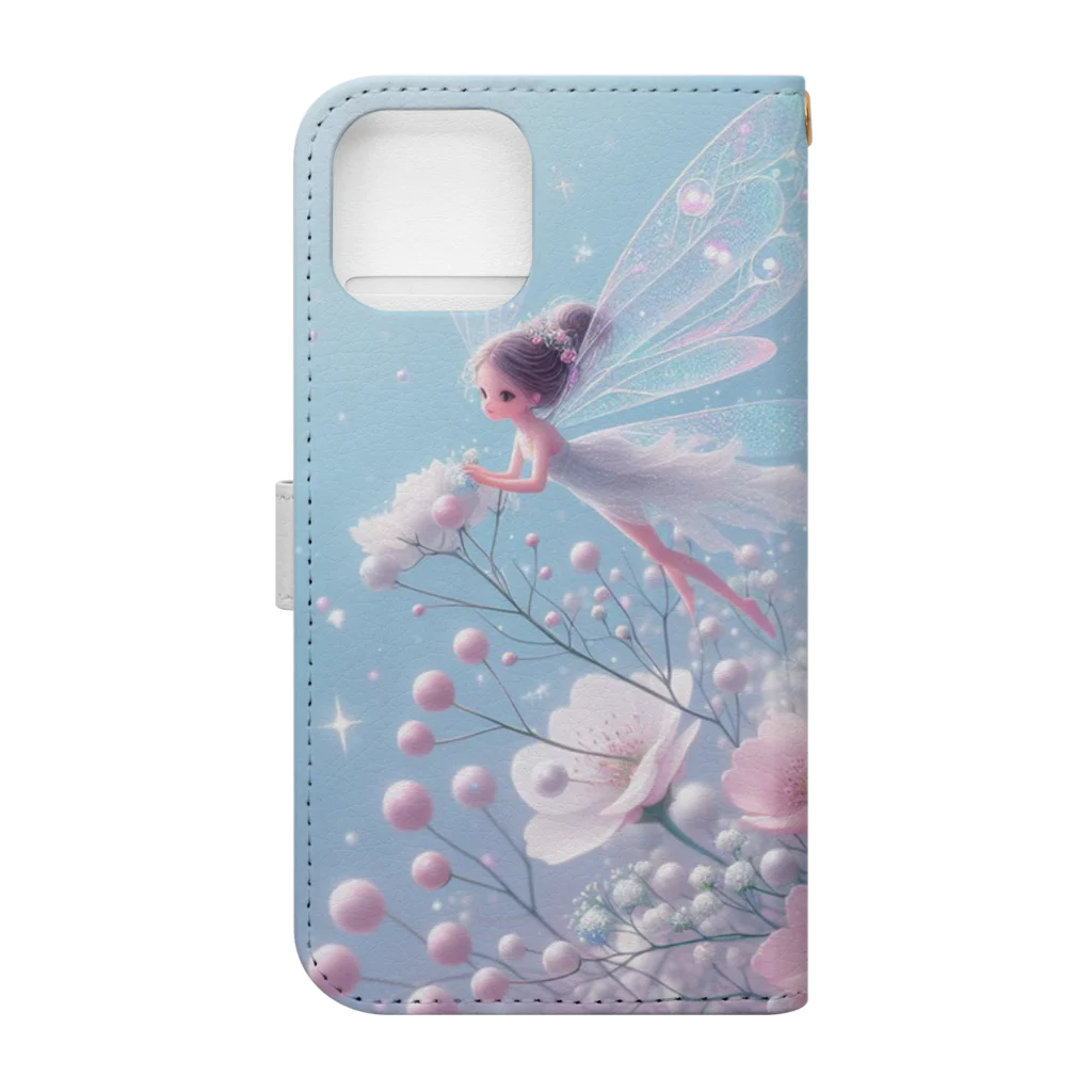 2024billionの花と宝石の妖精4月1 Book-Style Smartphone Case :back