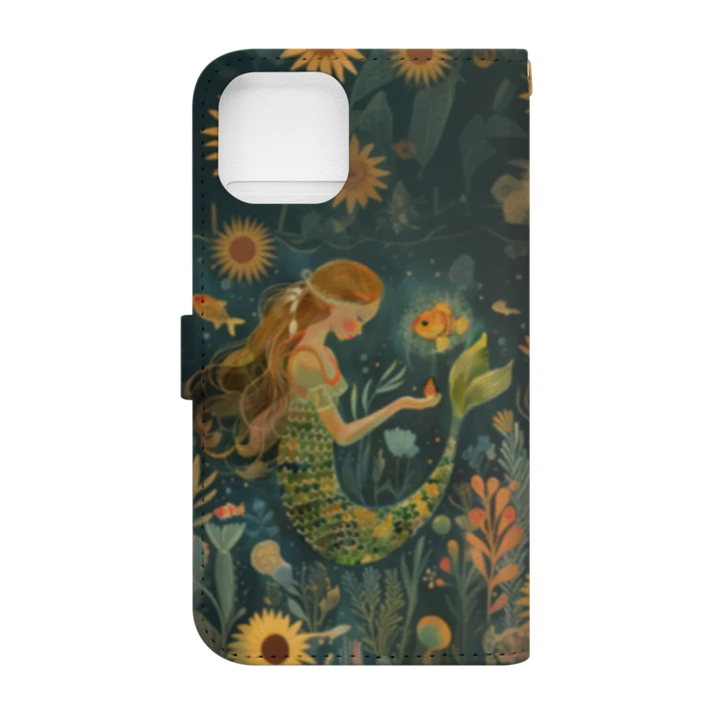 人魚堂の宝石を眺める人魚の手帳型スマホケース２ Notebook phone case of a mermaid gazing at jewels２. Book-Style Smartphone Case :back