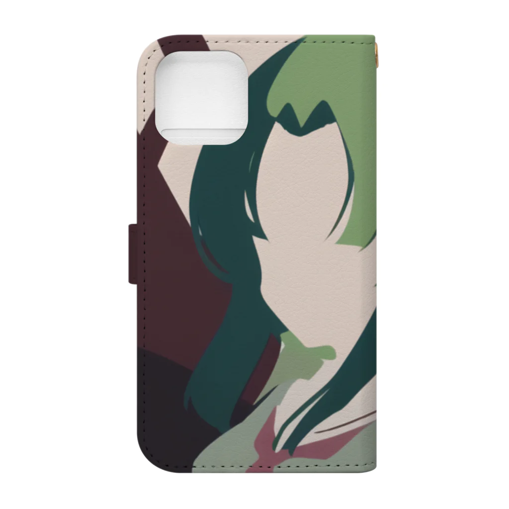 Riollaの緑の女の子 Book-Style Smartphone Case :back