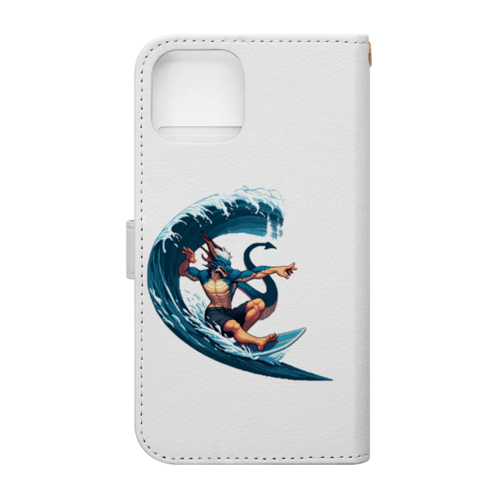 Isekai_animal_manの夏だ！ドラゴンもサーフィンだ Book-Style Smartphone Case :back