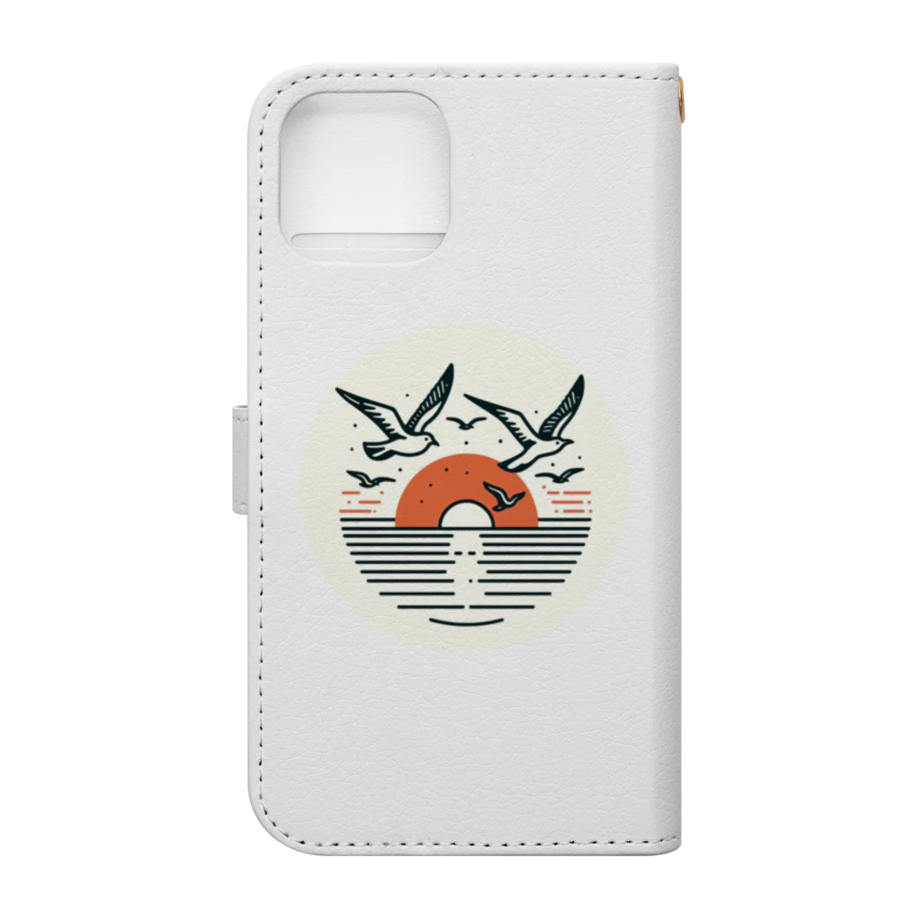 ドラパンの夕陽とカモメ Book-Style Smartphone Case :back