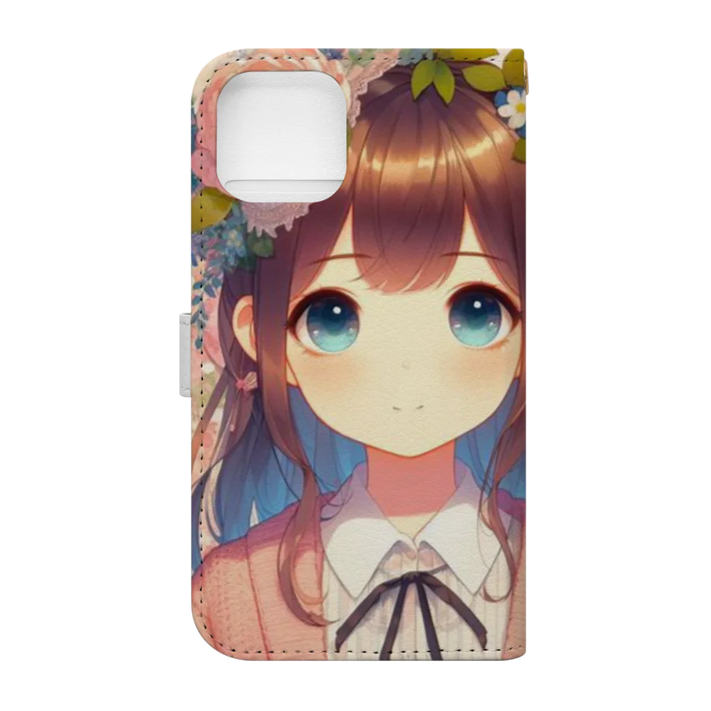 ピクセルパレットの可愛い女の子とお花10 Book-Style Smartphone Case :back