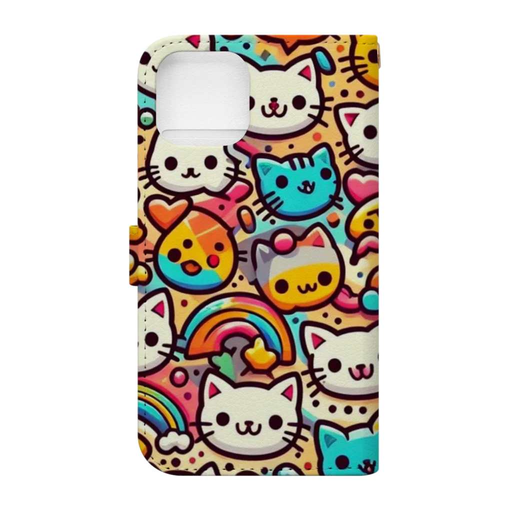 猫猫’ズのニャンとも猫まみれスマホケース【その3】 Book-Style Smartphone Case :back