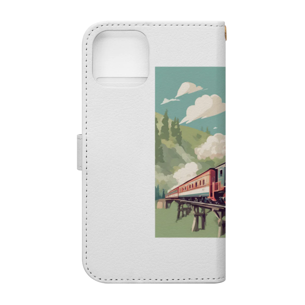 atoyuki_SHOPの可愛い機関車 Book-Style Smartphone Case :back