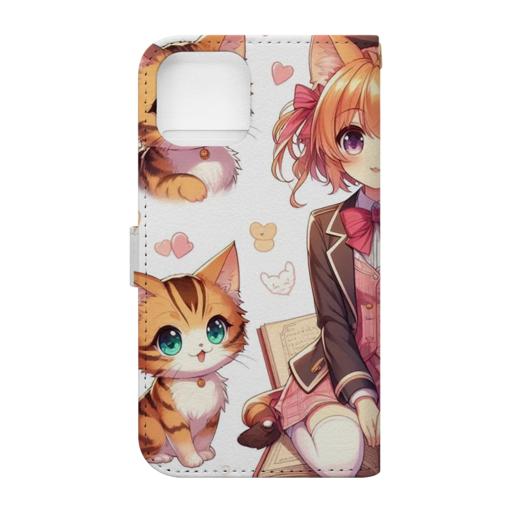 ウツボちゃんの大好きな猫に囲まれて Book-Style Smartphone Case :back