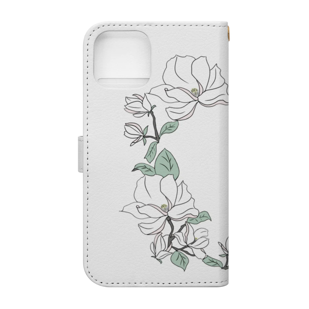 M's Studioのマグノリアの花輪 Book-Style Smartphone Case :back