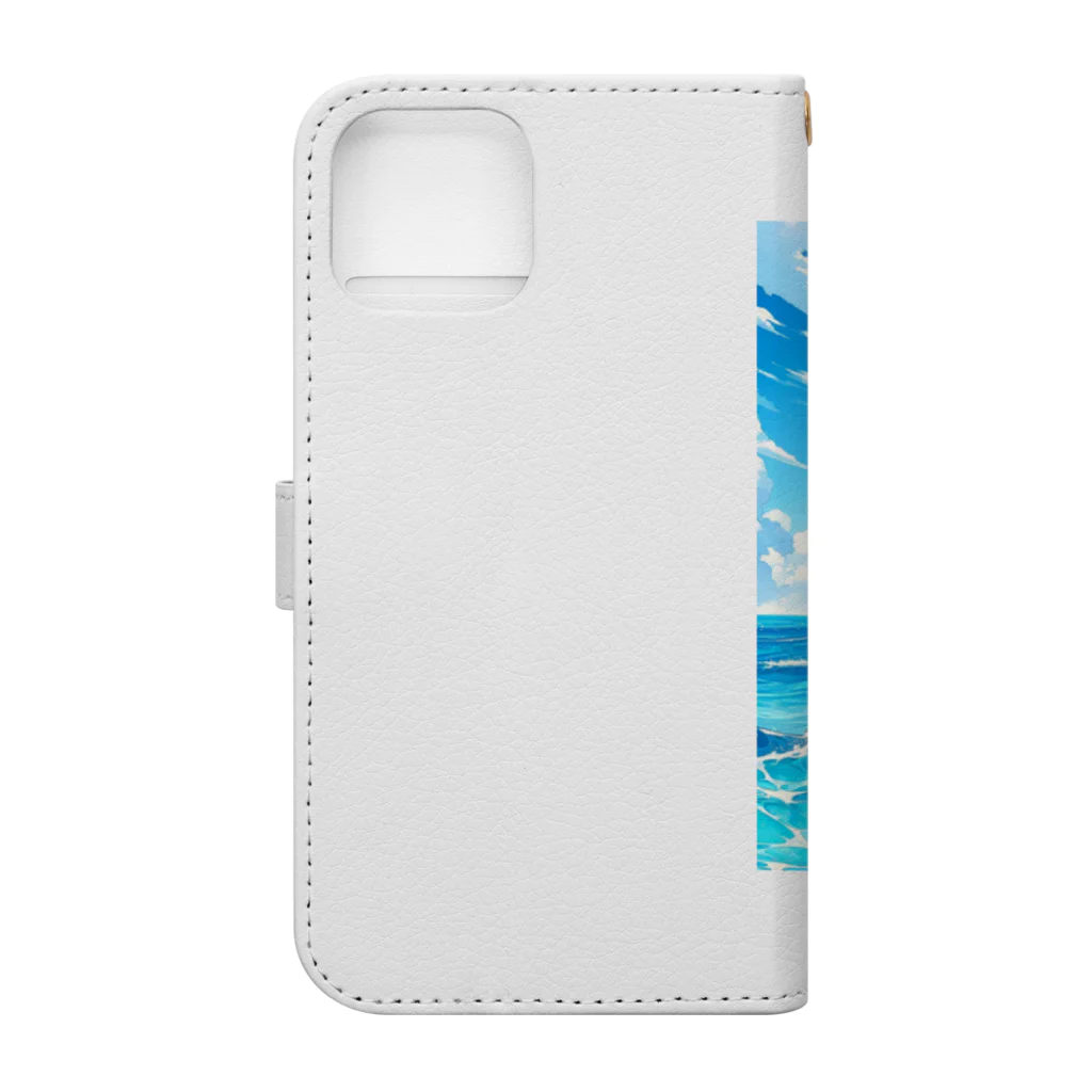 snow-birdの海で遊ぶイルカたちの楽しい風景 Book-Style Smartphone Case :back