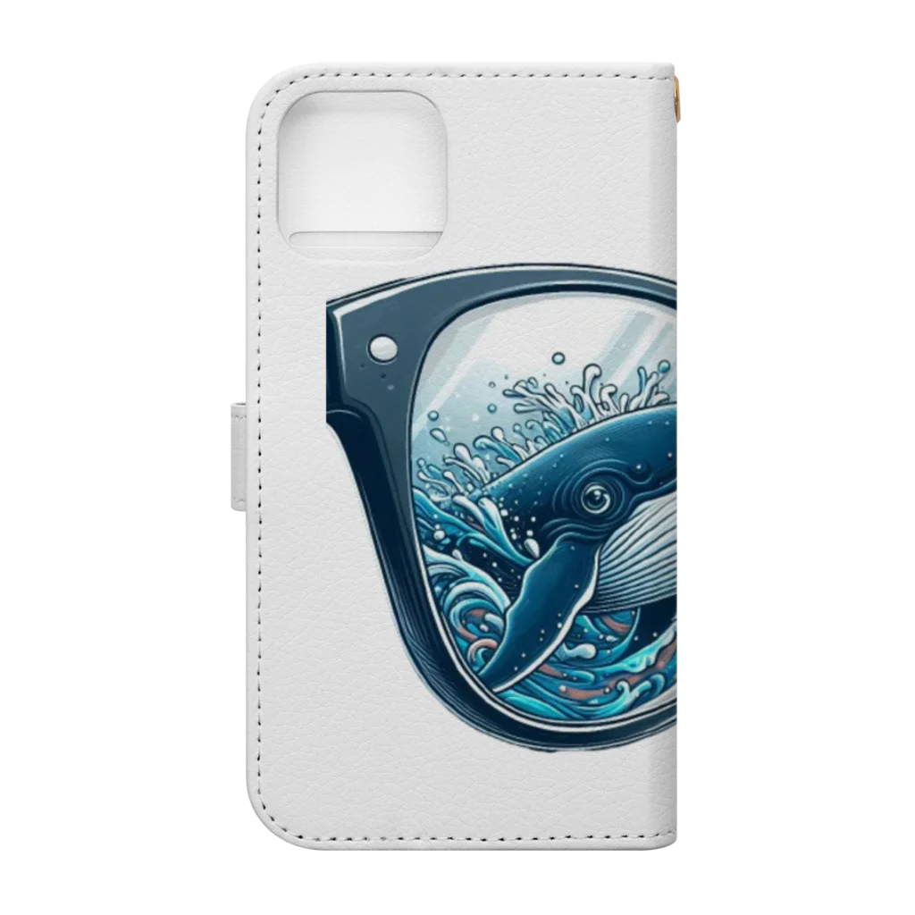 れいのクジラのメガネ：海中の視界 Book-Style Smartphone Case :back