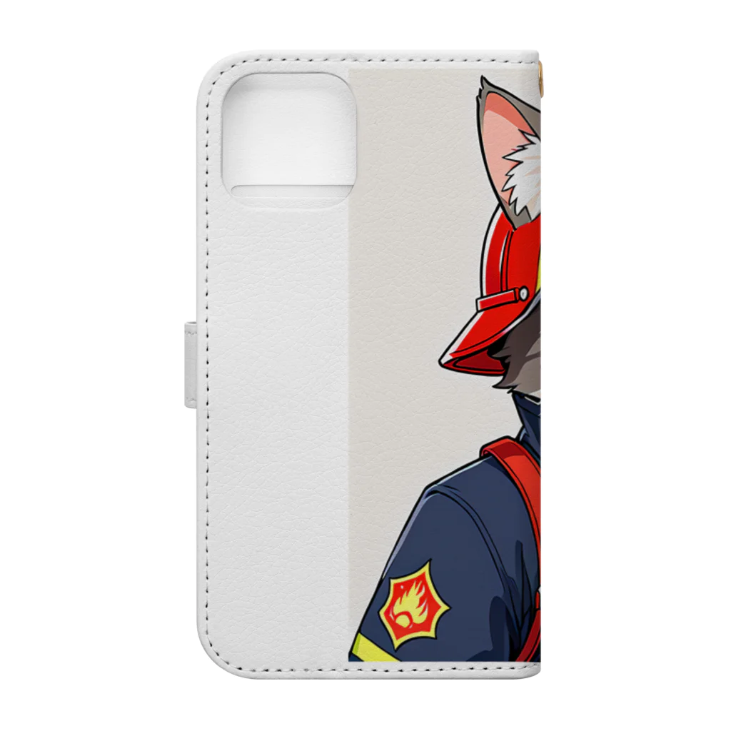 Shellの働く猫：消防士 Book-Style Smartphone Case :back