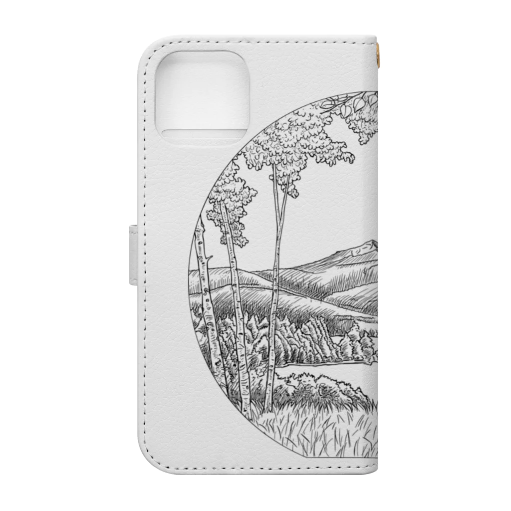 march springの川の畔　ラインアート Book-Style Smartphone Case :back