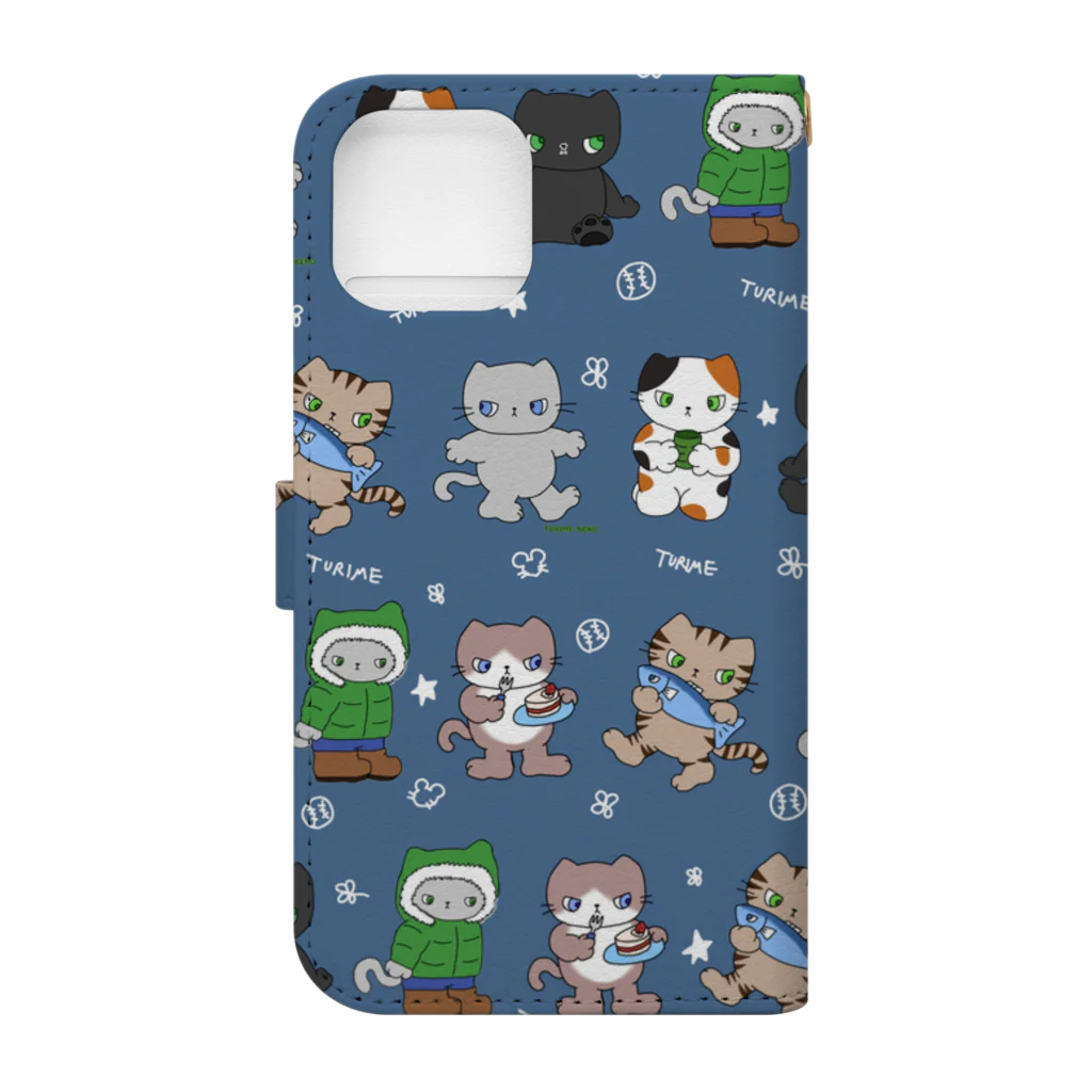 ふうこジャスミンのつり目ねこいっぱい手帳型 Book-Style Smartphone Case :back