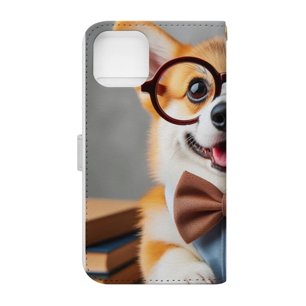 arakawork-01の物知りシリーズ　コーギー犬 Book-Style Smartphone Case :back