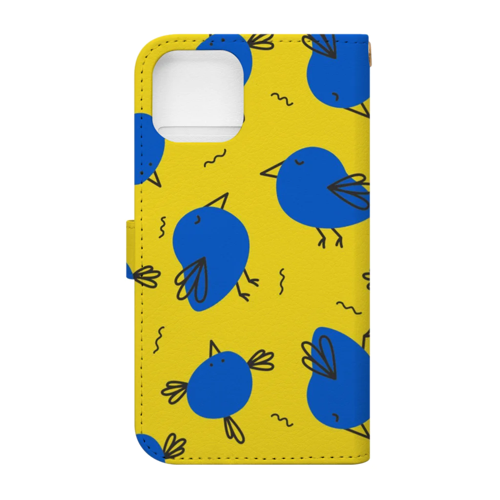 tmtmshopの幸せの青い鳥、黄色 Book-Style Smartphone Case :back