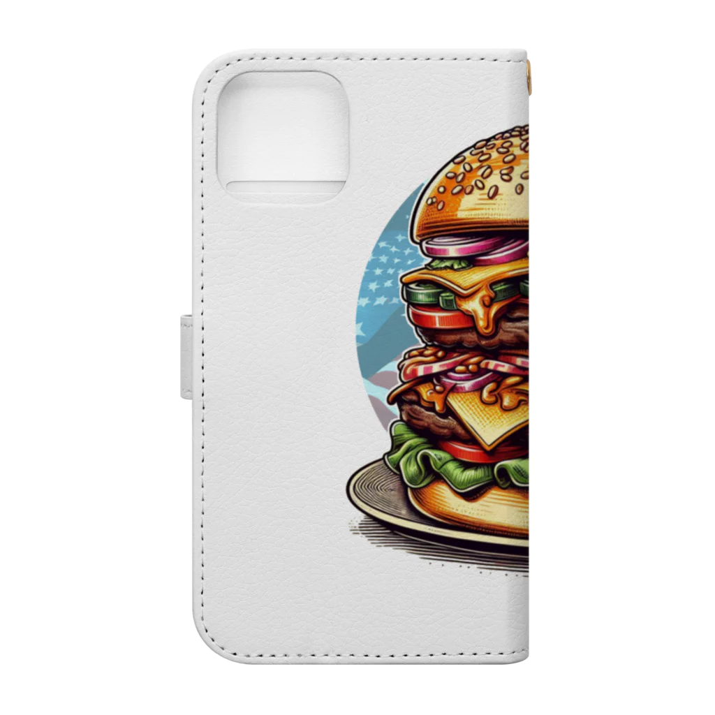 kazu_gのあなたを満足させるバーガーを!（濃色用） Book-Style Smartphone Case :back