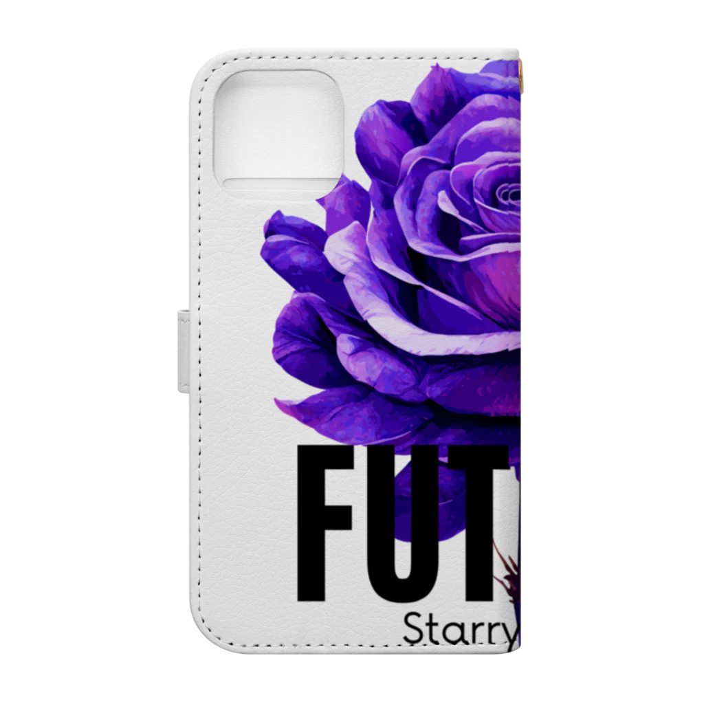 Future Starry Skyの紫色の薔薇 Book-Style Smartphone Case :back