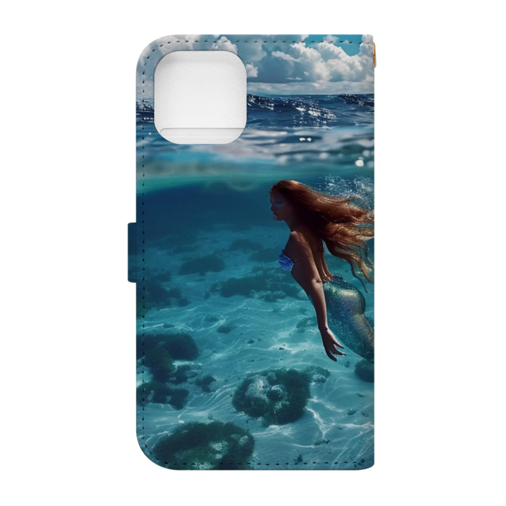 AQUAMETAVERSEのモルジブの大海原で人魚が泳いでいますsanae2074 Book-Style Smartphone Case :back