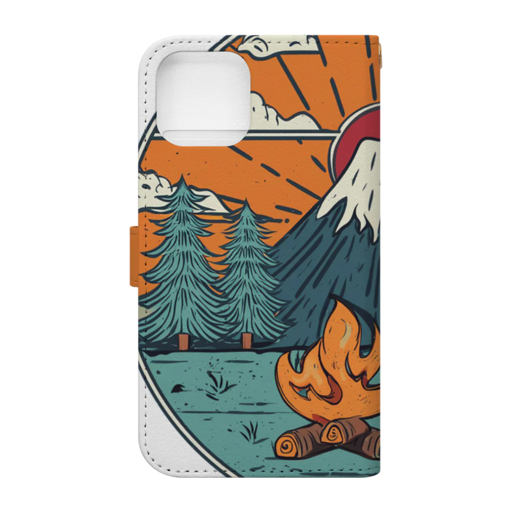 akicamの富士山とキャンプ Book-Style Smartphone Case :back