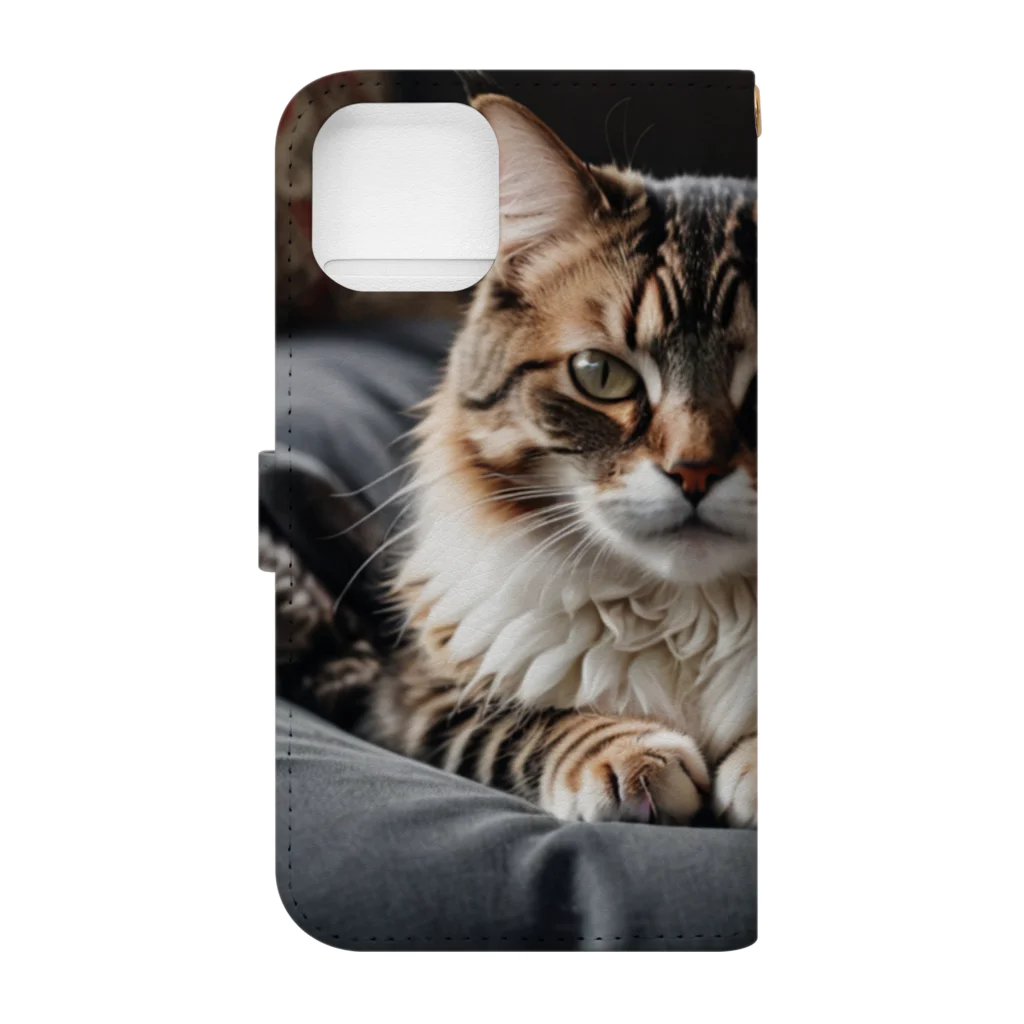 zigerparkのクッションと猫 Book-Style Smartphone Case :back