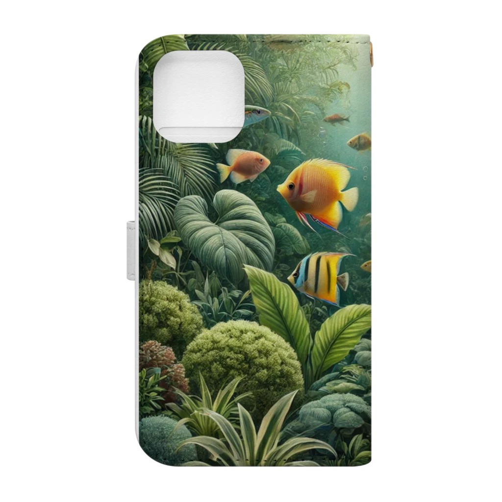 pyoromalの観葉植物×熱帯魚 Book-Style Smartphone Case :back