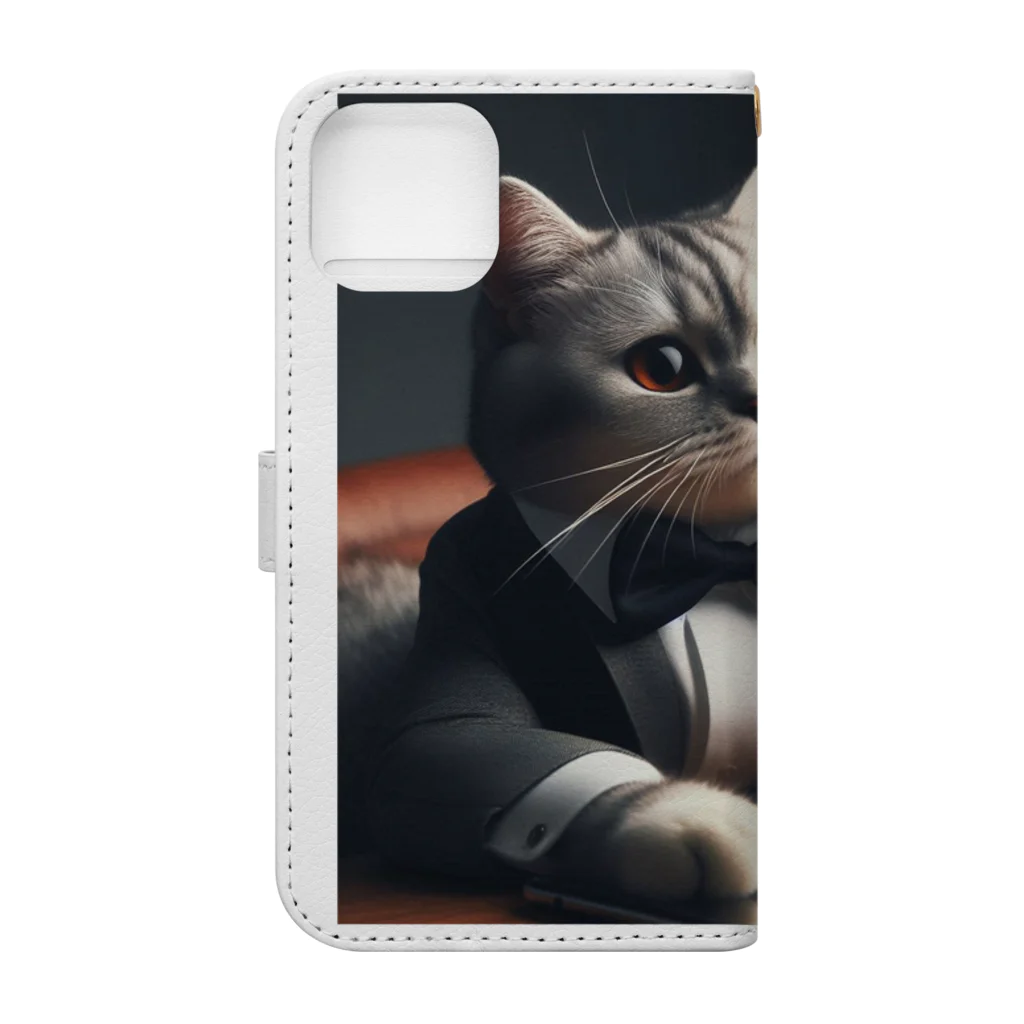 frogsystemのハードボイルドに憧れる猫２ Book-Style Smartphone Case :back