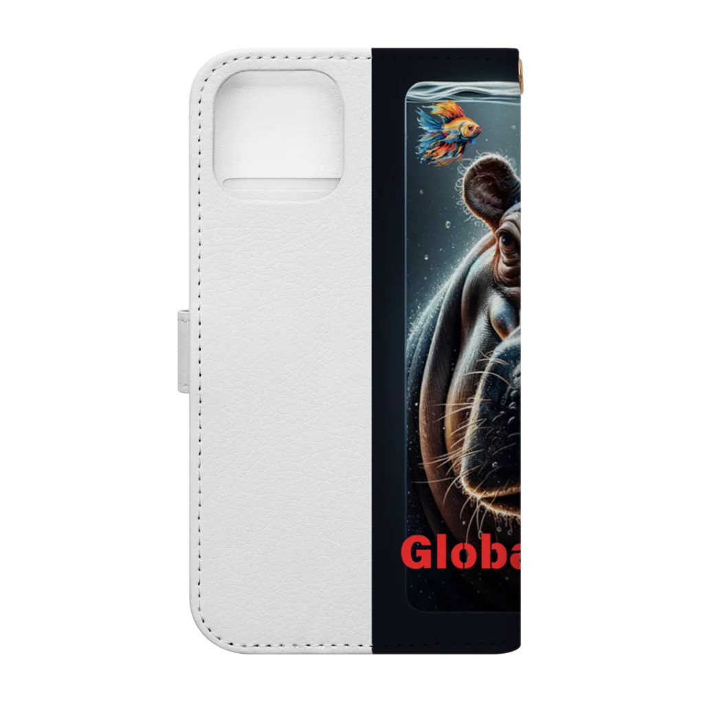 NaturalCanvasのhippo  * Global water crisis Book-Style Smartphone Case :back