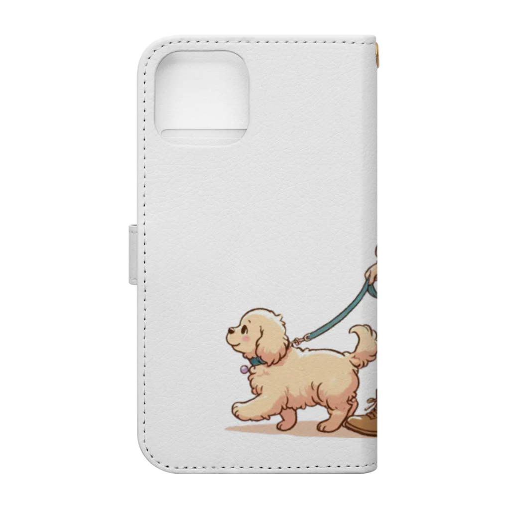 南国のかわいい犬と散歩をする女性 Book-Style Smartphone Case :back