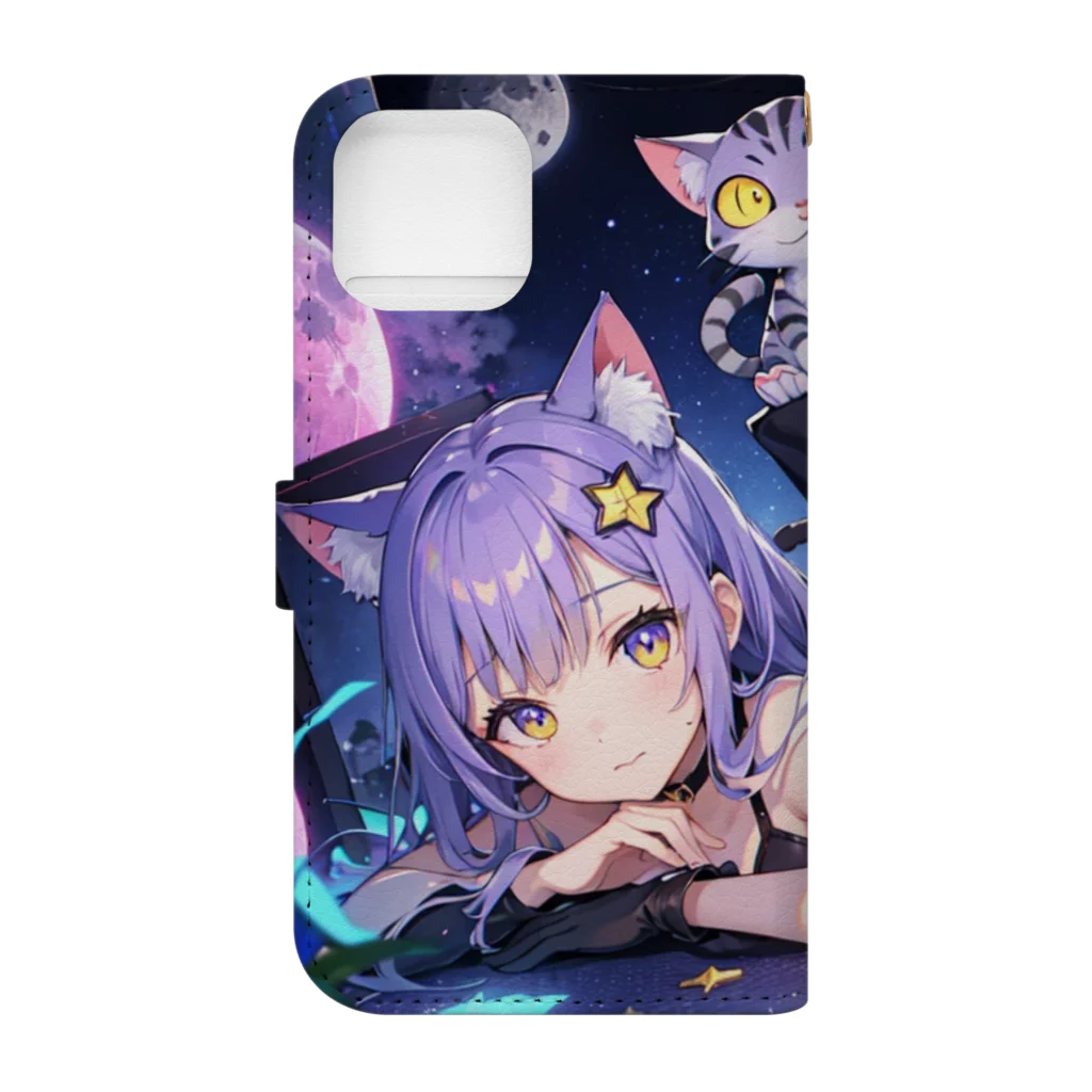 ねむねこのお店の猫耳少女00003 Book-Style Smartphone Case :back