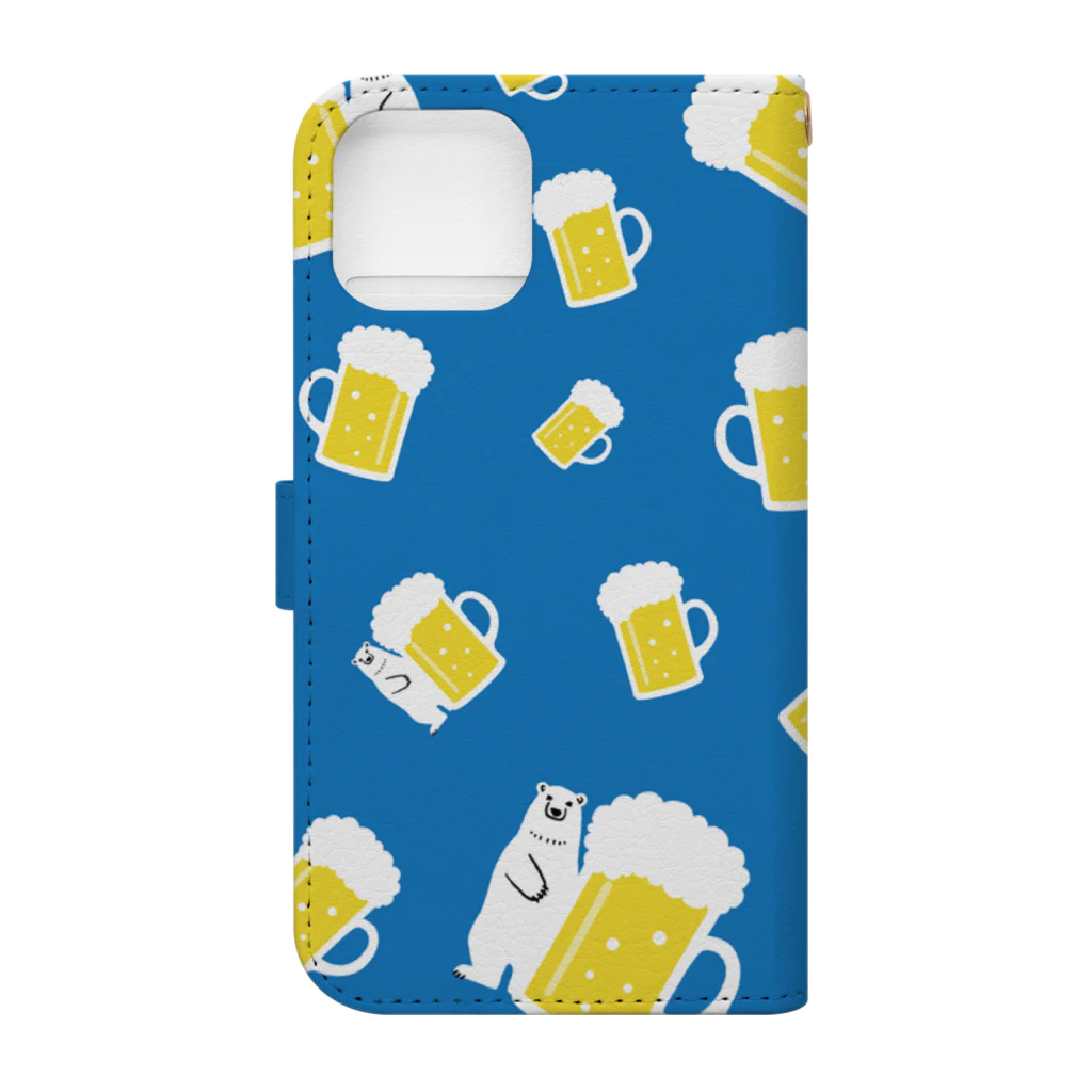 ワカボンドのシロクマさんとビールジョッキ Book-Style Smartphone Case :back