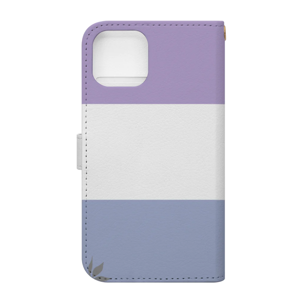 Starmine storeの【caracal】purple and gray flowers Book-Style Smartphone Case :back