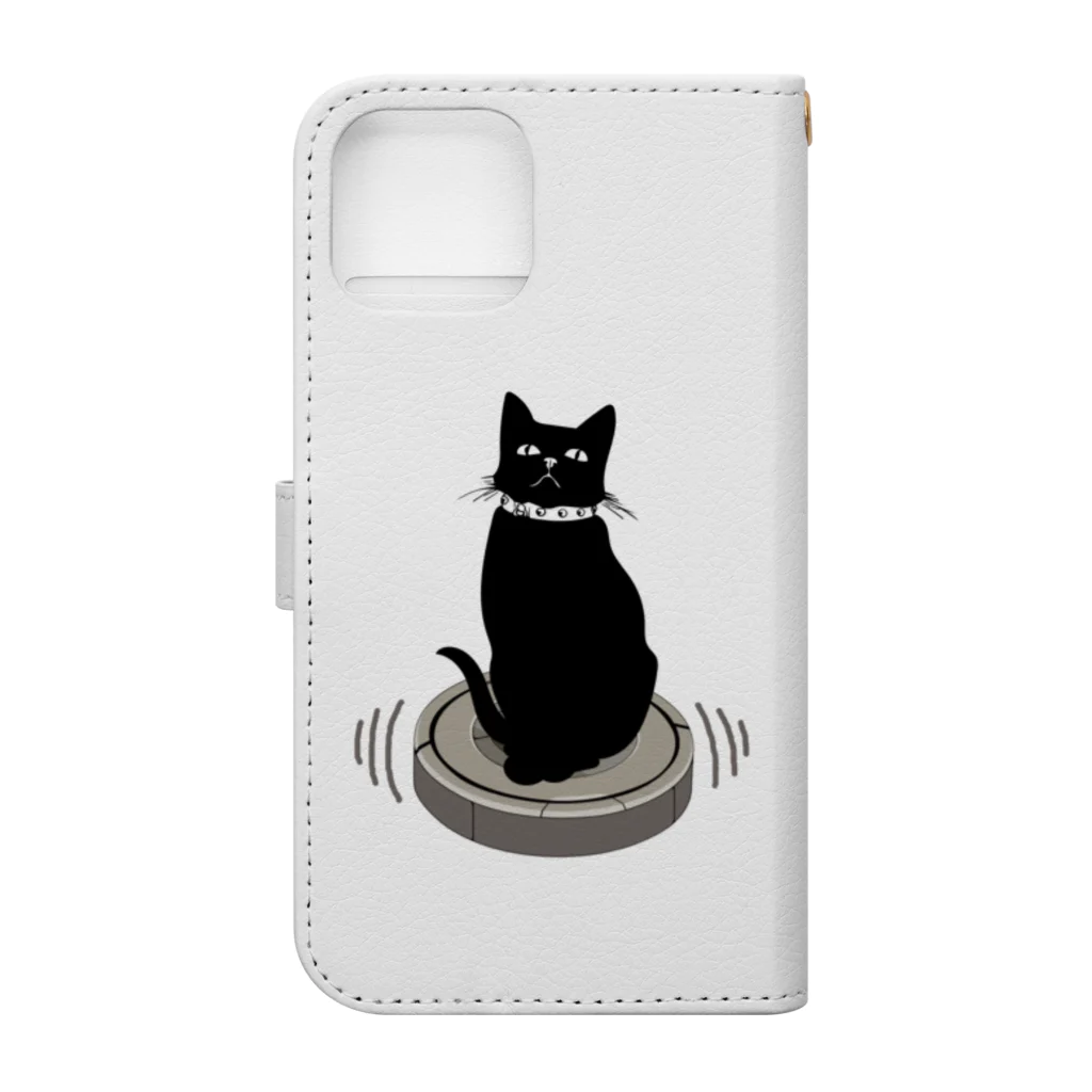 サトオのルンバに乗る黒猫 Book-Style Smartphone Case :back