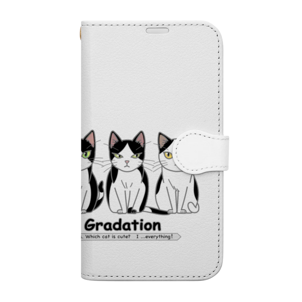 ハナイとトンのハチワレ　グラデーション Book-Style Smartphone Case