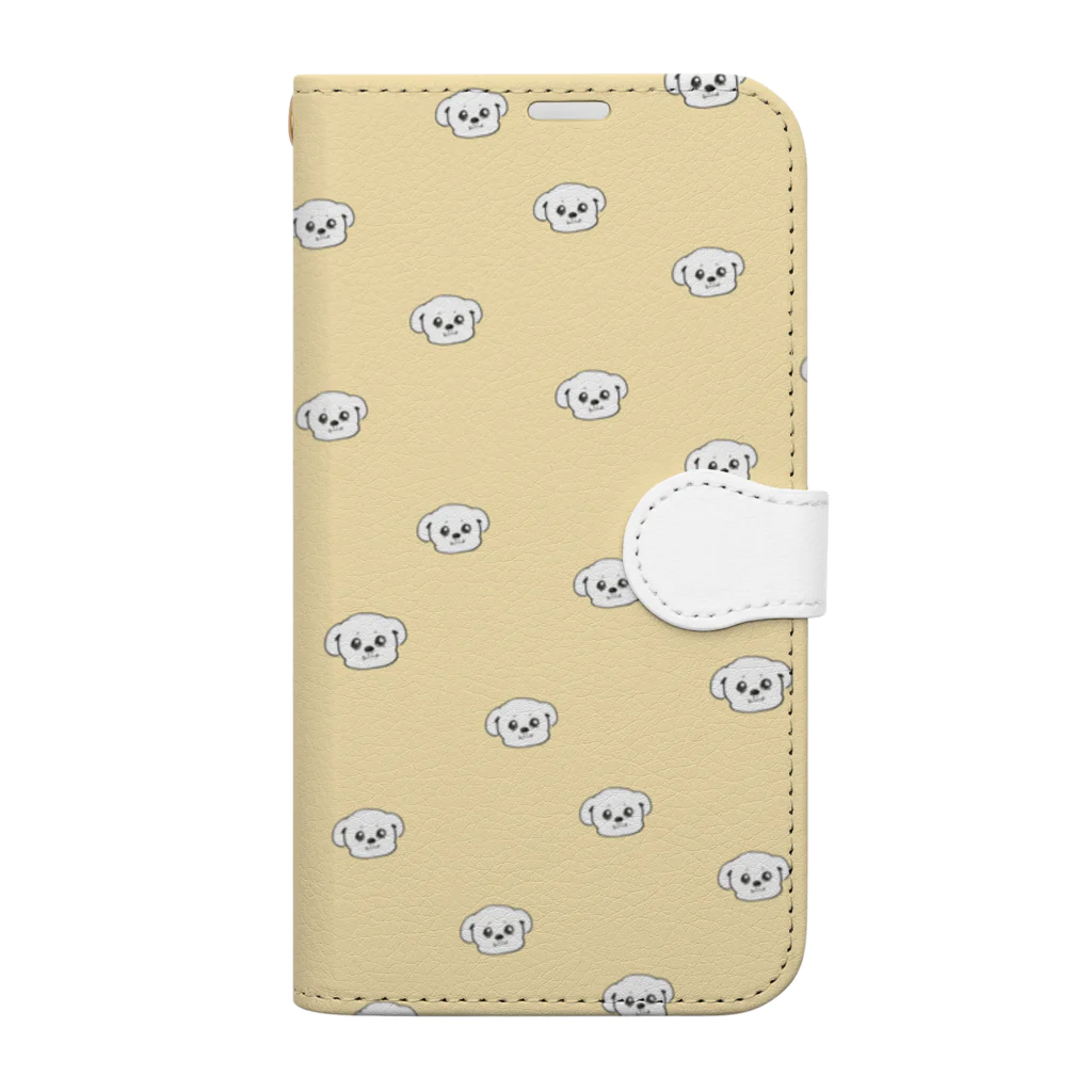 こいぬしょっぷのこいぬがいっぱい総柄スマホケース Book-Style Smartphone Case