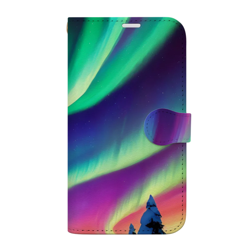 のんびりアート工房の北極のオーロラ Book-Style Smartphone Case