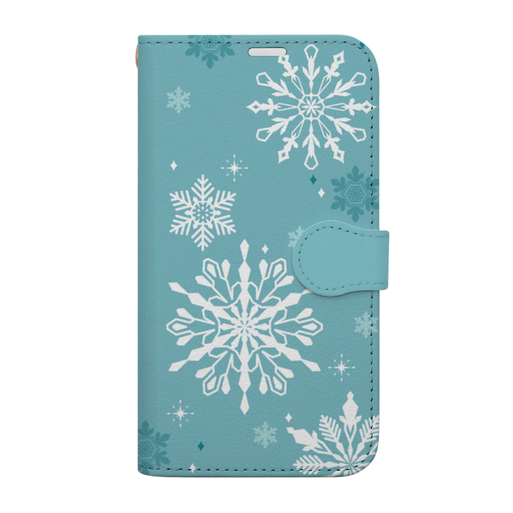 このはな素材屋のグッズ屋の雪の花06（ターコイズ） Book-Style Smartphone Case