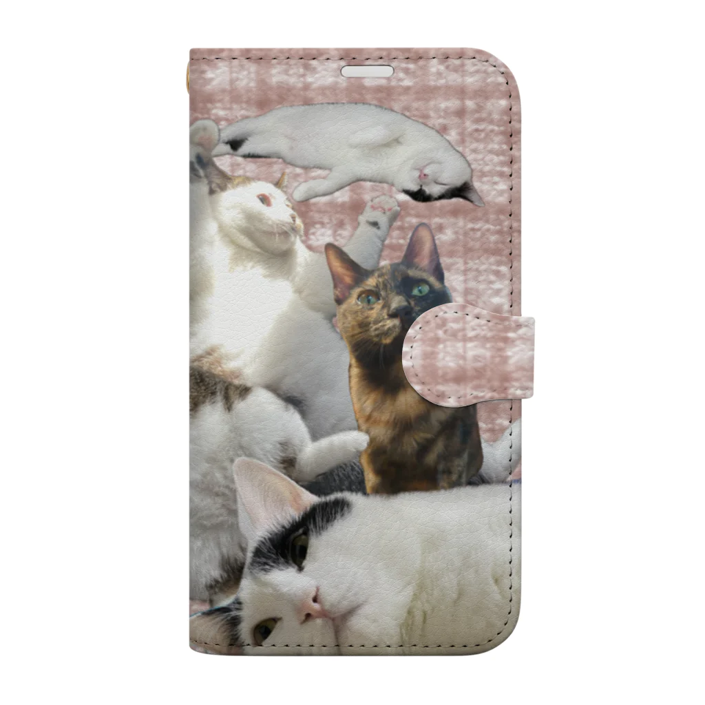 ももんがもんのねこねこねこねこねこめすねこ Book-Style Smartphone Case